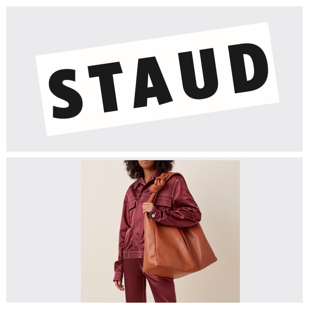Staud NWT Leather Island Knot bag size L caramel color w/dust bag.
